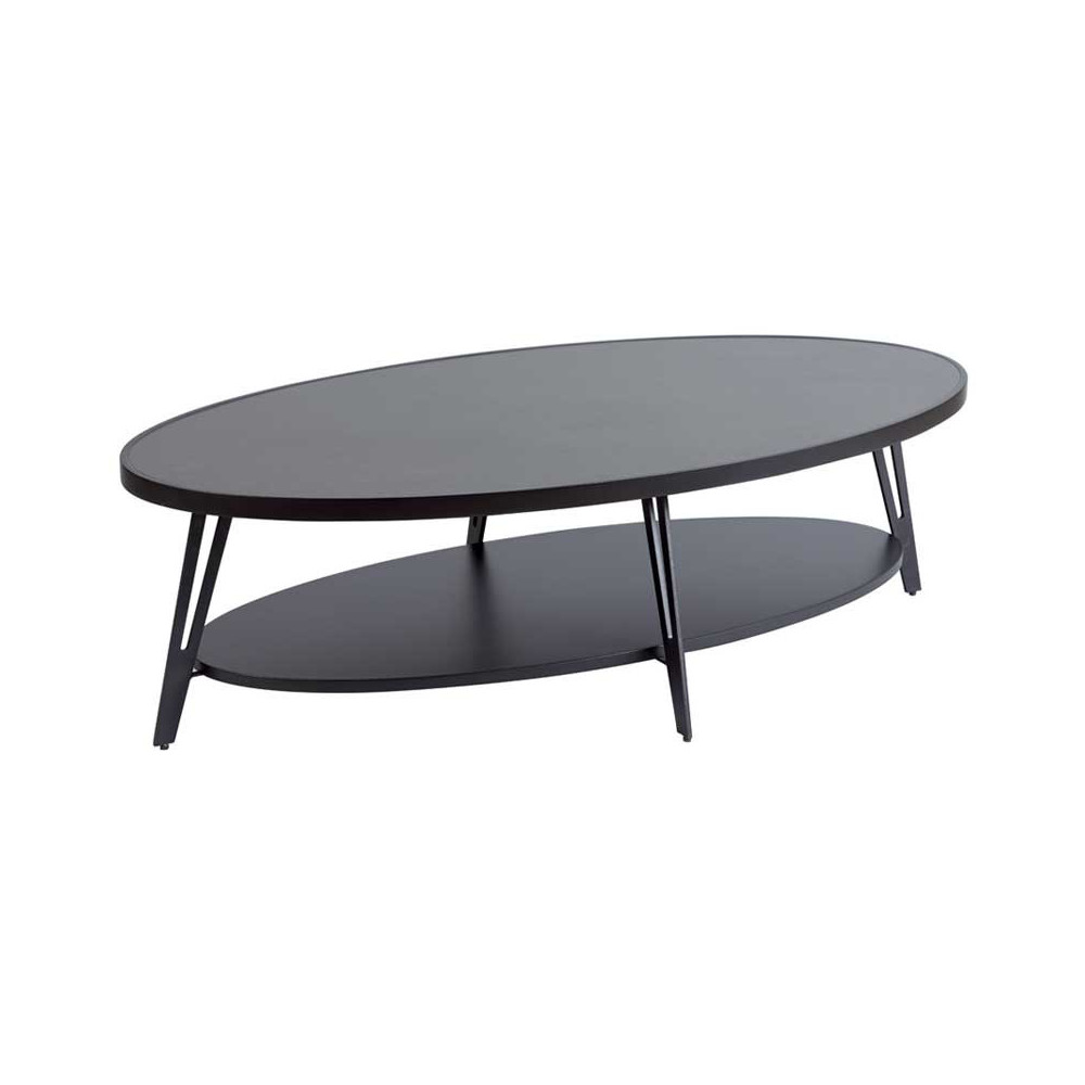 Table basse ovale Acier/Céramique noir mat - MINAJ