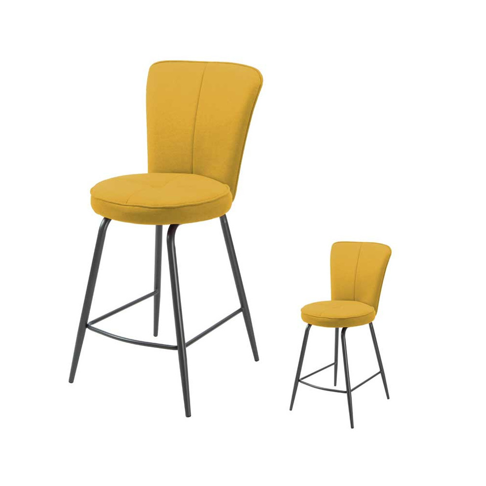 Duo de chaises de bar Tissu/Métal Jaune - GARANA