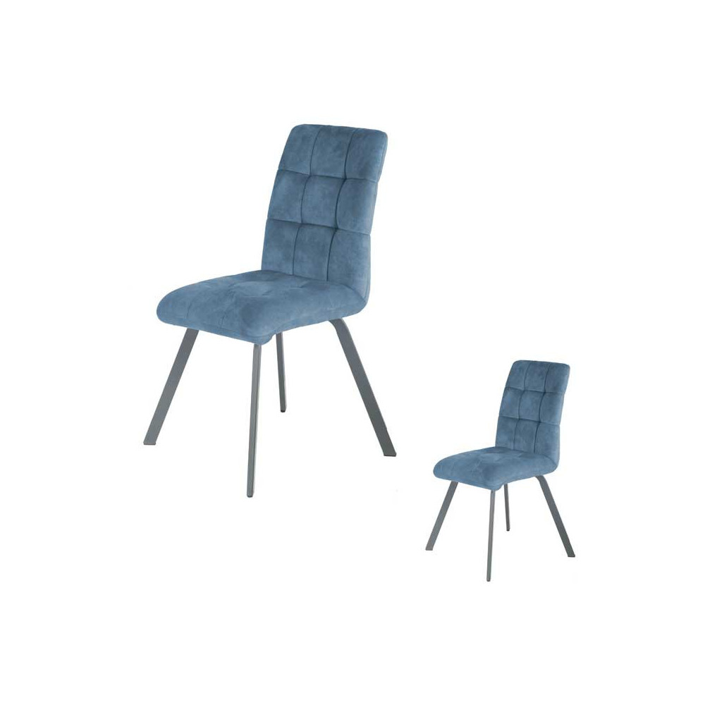 Duo de chaises matelassées Tissu/Métal Bleu - HELIA