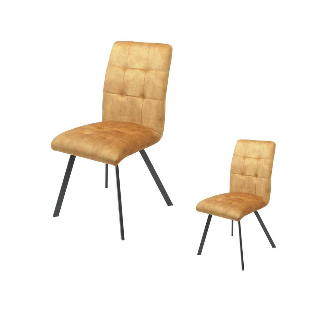 Duo de chaises matelassées Tissu/Métal Jaune - HELIA