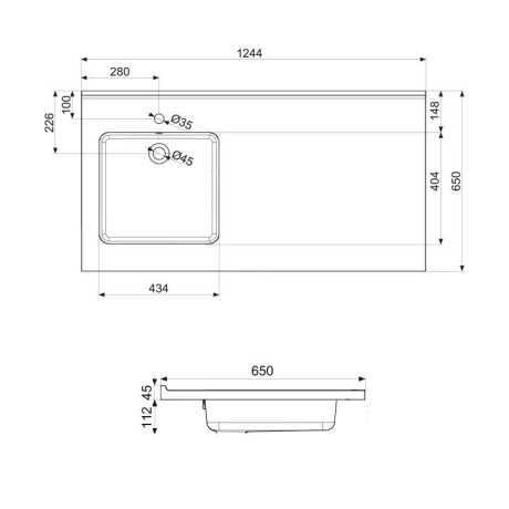 Meuble sous vasque Anthracite + Miroir + Emplacement lave-linge