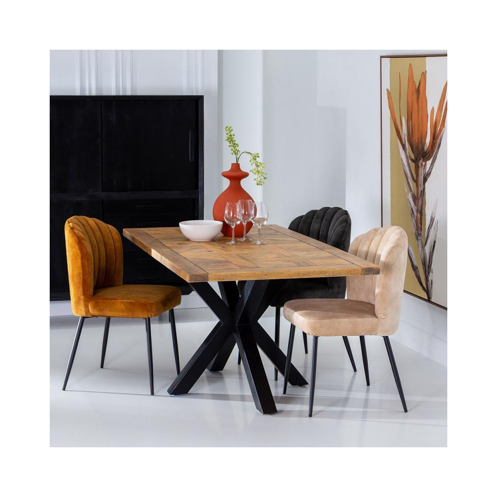 Table de repas rectangulaire Bois Massif/Noir - GRIMALI