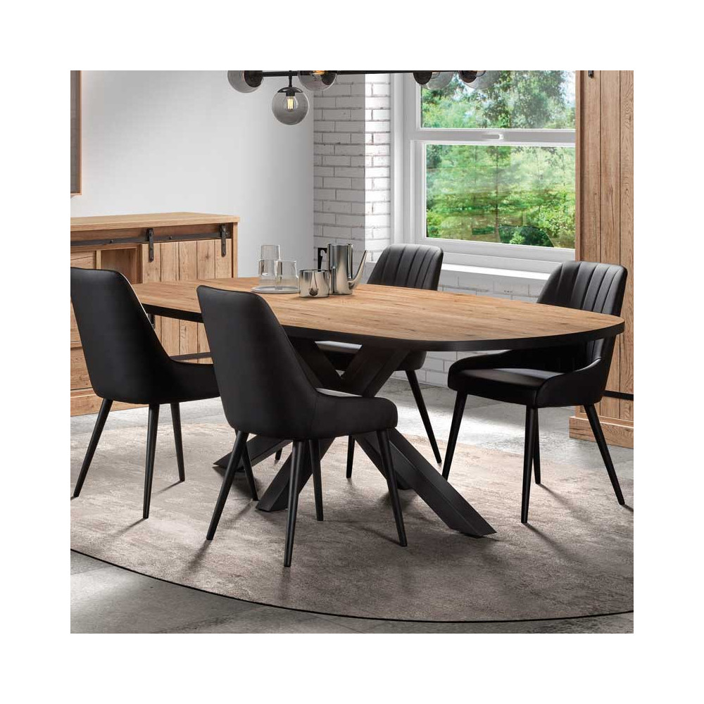 Table de repas ovale 200 cm Chêne Miel/Métal - HERA