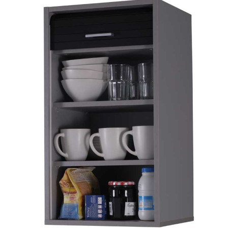 Meuble de rangement de cuisine moyen Aluminium/Noir - DANNIE