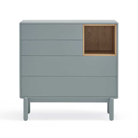 Commode 4 tiroirs Laque Gris/Bois - TEULAT CORVO