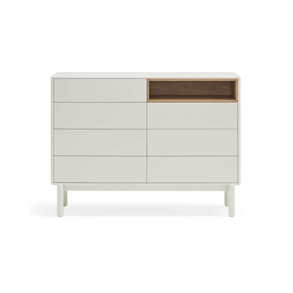 Commode 7 tiroirs Laque Crème/Bois - TEULAT CORVO