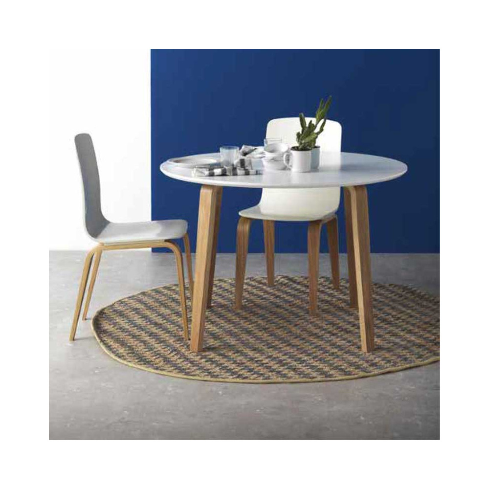 Table de repas ronde Blanc/Bois - OLIVIA