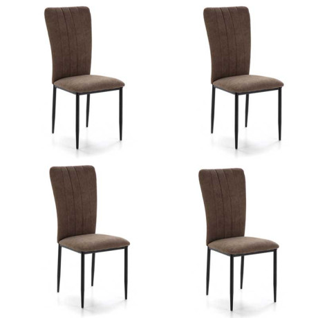 Quatuor de chaises Tissu Marron - YOLY