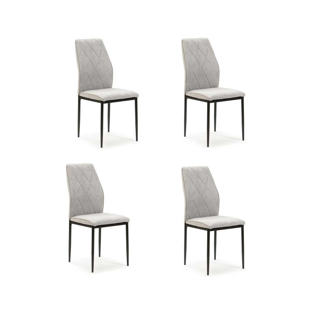 Quatuor de chaises Tissu Gris clair - TESANA