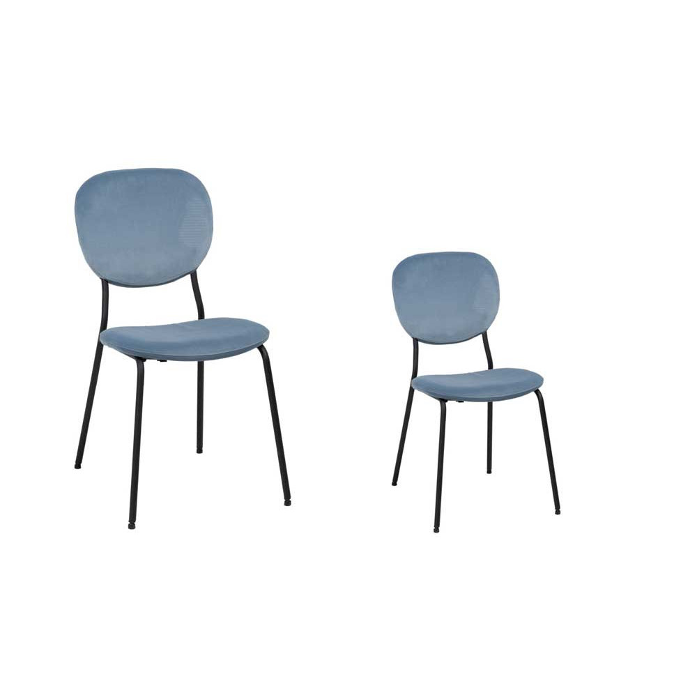 Duo de chaises Tissu/Métal Bleu - NAVEA