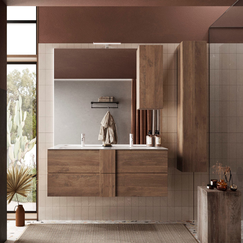 Colonne salle de bain de rangement couleur bois chêne - Baltik