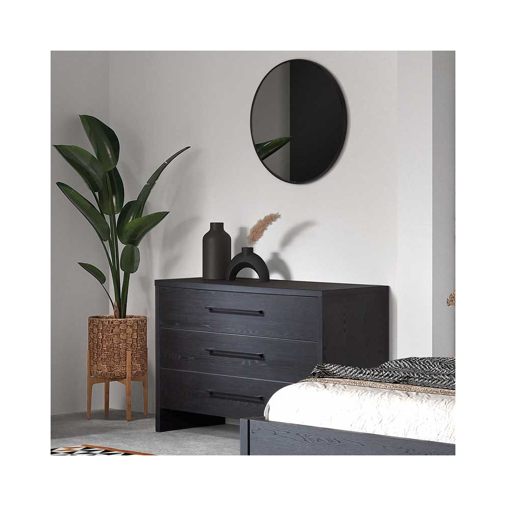 Commode 3 tiroirs Bois Noir - UNYS