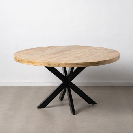 Table de repas ronde 150 cm Bois Brut/Noir - AMANDIA