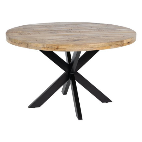 Table de repas ronde 130 cm Bois Brut/Noir - AMANDIA