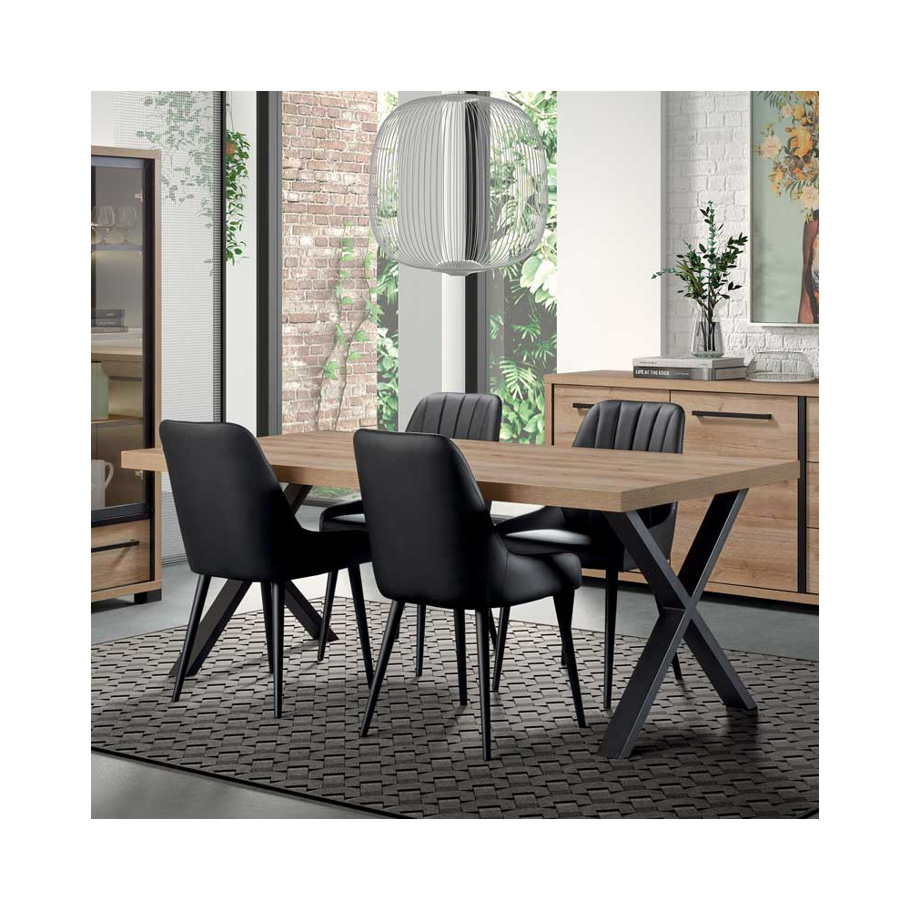 Table de repas 170 cm Chêne/Noir - CORI