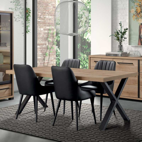 Table de repas 230 cm Chêne/Noir - CORI