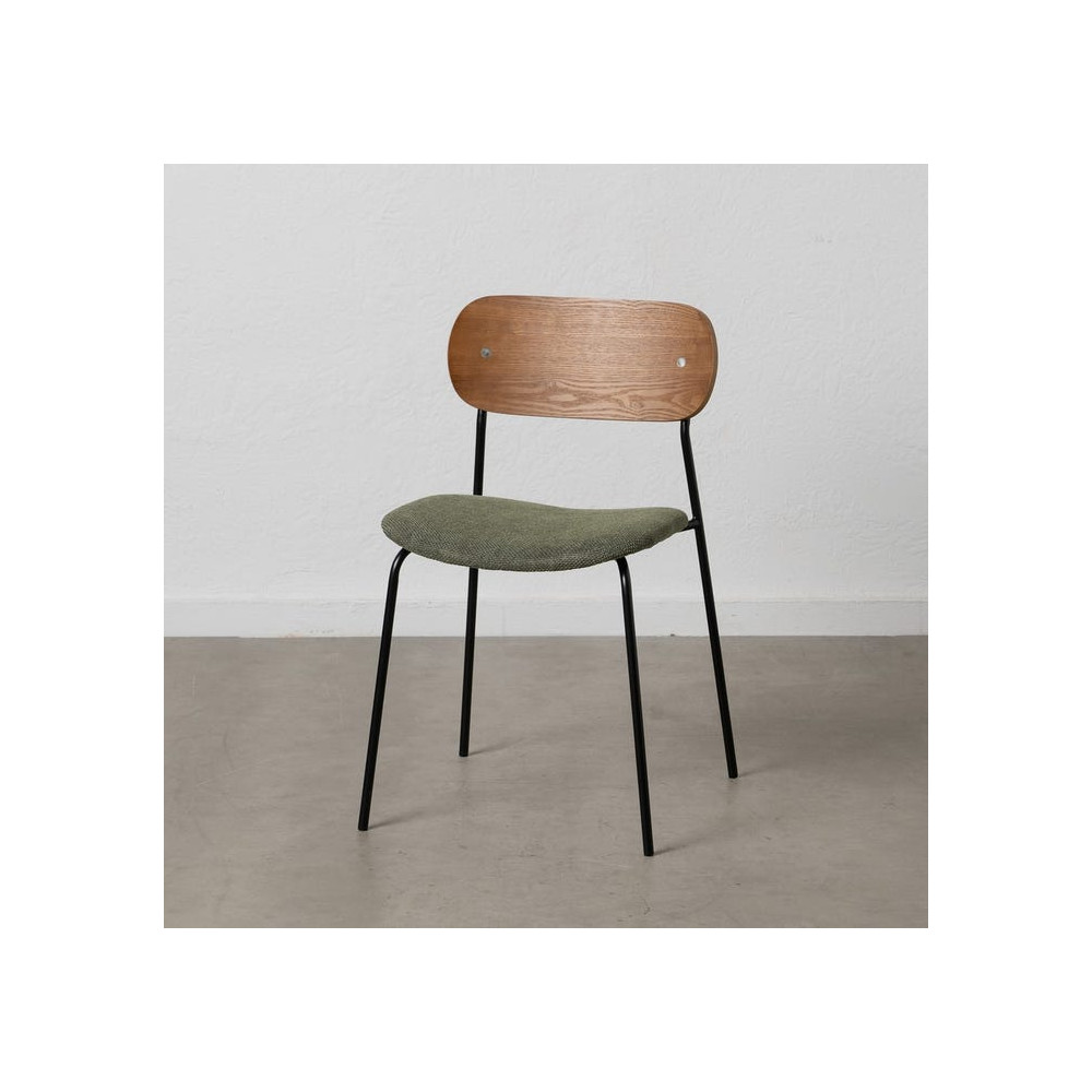 Quatuor de chaises Tissu vert kaki/Bois foncé - BERET